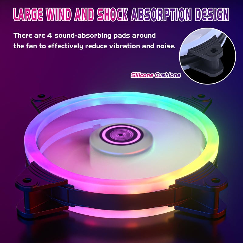 DS leddess DS Computer Case Cooling Fan for PC Cases, 120MM LED RGB Fan Compatible with ASUS Aura Sync or MSI Mystic Controlfor for Water Cooler System or Radiators (2Pack RGB Fans, A Series) - Image 5
